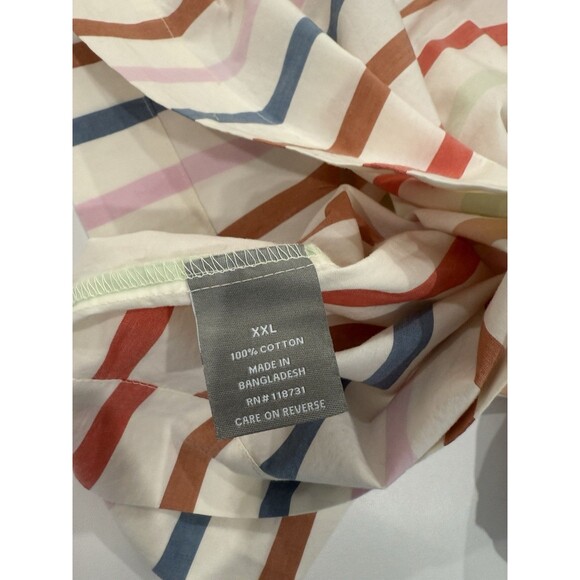 Berkley Jensen Striped Smocked Neck  Blouse Puff Sleeve Relaxed Cropped Sz XXL a - Picture 7 of 7